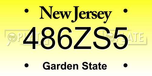 486ZS5 New Jersey License Plate