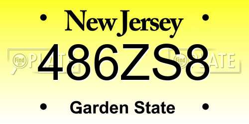 486ZS8 New Jersey License Plate