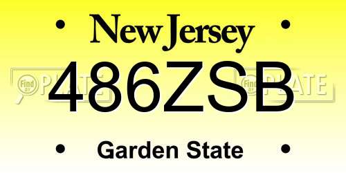 486ZSB New Jersey License Plate