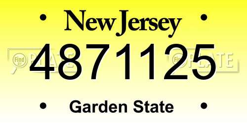 4871125 New Jersey License Plate