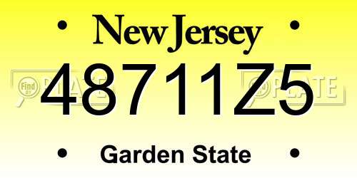 48711Z5 New Jersey License Plate