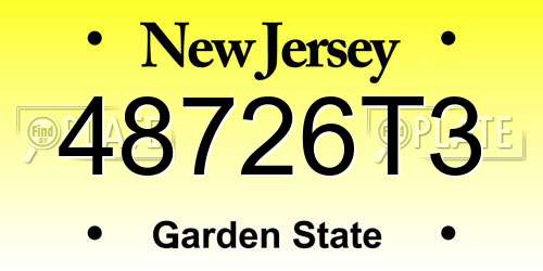 48726T3 New Jersey License Plate
