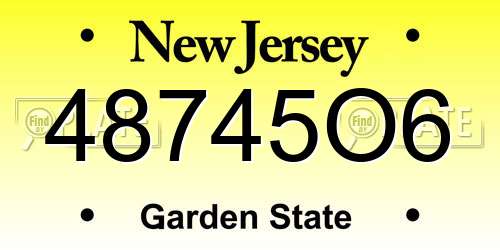 48745O6 New Jersey License Plate