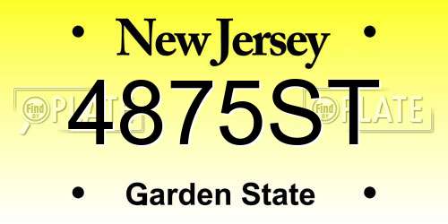 4875ST New Jersey License Plate