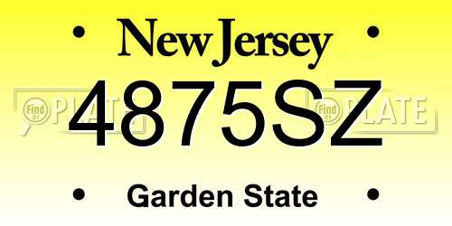 4875SZ New Jersey License Plate