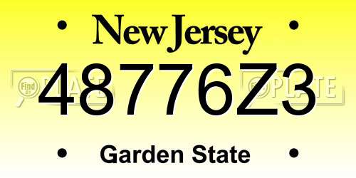 48776Z3 New Jersey License Plate