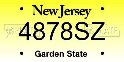 4878SZ New Jersey License Plate
