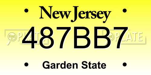 487BB7 New Jersey License Plate