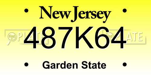 487K64 New Jersey License Plate