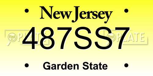487SS7 New Jersey License Plate