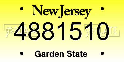 4881510 New Jersey License Plate