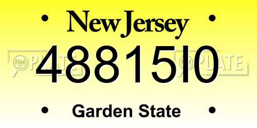 48815I0 New Jersey License Plate