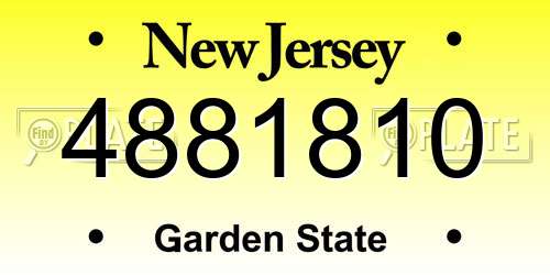 4881810 New Jersey License Plate