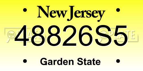 48826S5 New Jersey License Plate