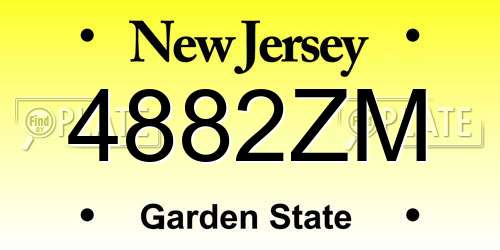 4882ZM New Jersey License Plate
