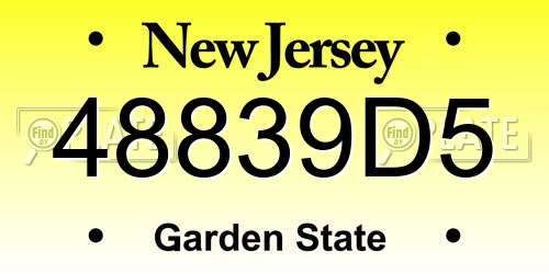 48839D5 New Jersey License Plate