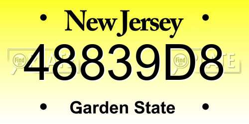 48839D8 New Jersey License Plate