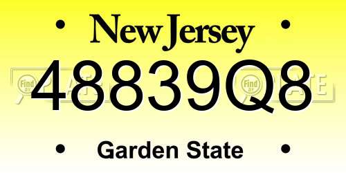 48839Q8 New Jersey License Plate