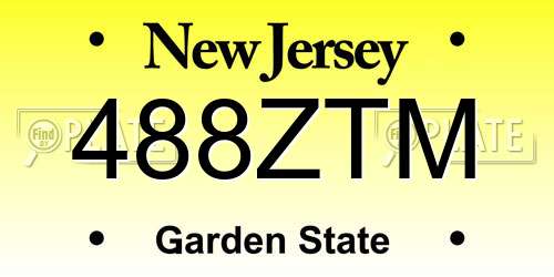 488ZTM New Jersey License Plate