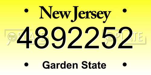 4892252 New Jersey License Plate
