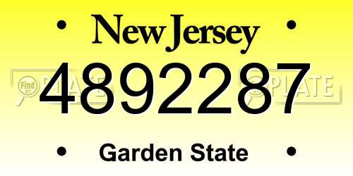 4892287 New Jersey License Plate