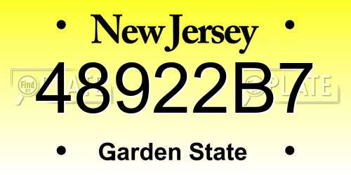 48922B7 New Jersey License Plate