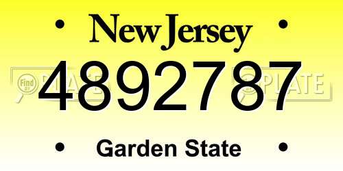 4892787 New Jersey License Plate