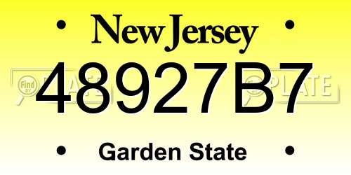 48927B7 New Jersey License Plate