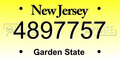 4897757 New Jersey License Plate