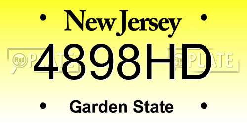 4898HD New Jersey License Plate