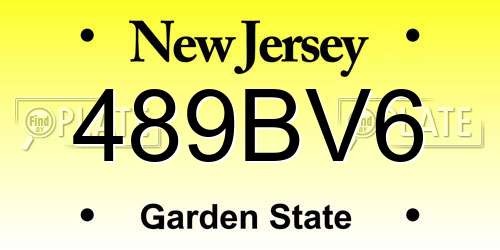 489BV6 New Jersey License Plate