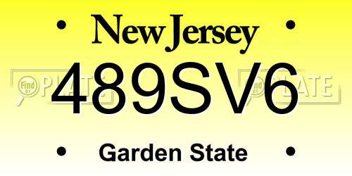 489SV6 New Jersey License Plate