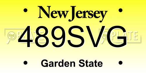 489SVG New Jersey License Plate