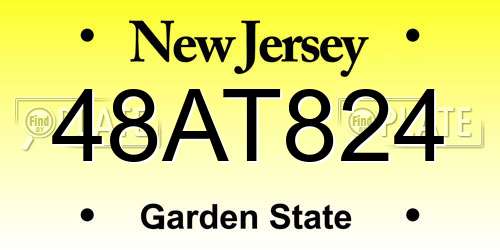 48AT824 New Jersey License Plate