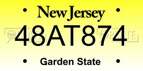 48AT874 New Jersey License Plate