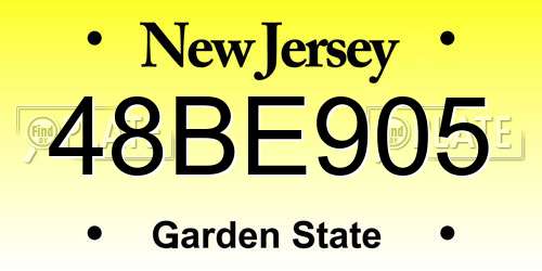 48BE905 New Jersey License Plate