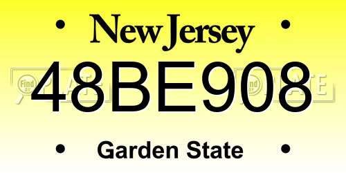 48BE908 New Jersey License Plate