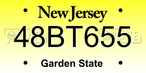 48BT655 New Jersey License Plate