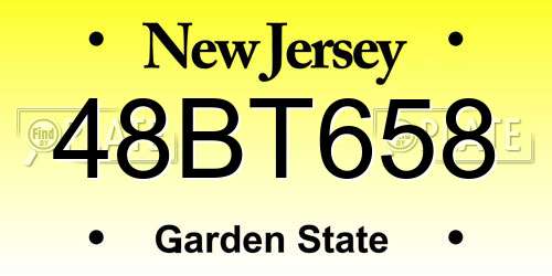 48BT658 New Jersey License Plate