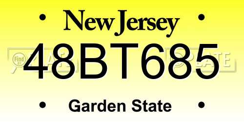 48BT685 New Jersey License Plate