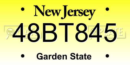 48BT845 New Jersey License Plate