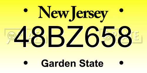 48BZ658 New Jersey License Plate