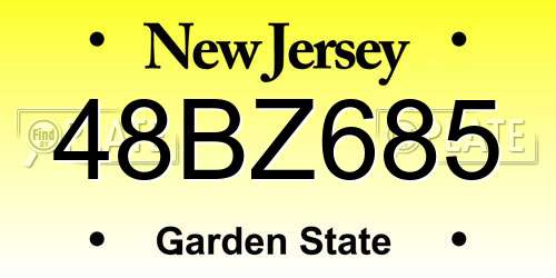 48BZ685 New Jersey License Plate