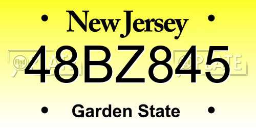48BZ845 New Jersey License Plate