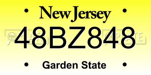 48BZ848 New Jersey License Plate