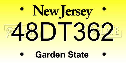 48DT362 New Jersey License Plate