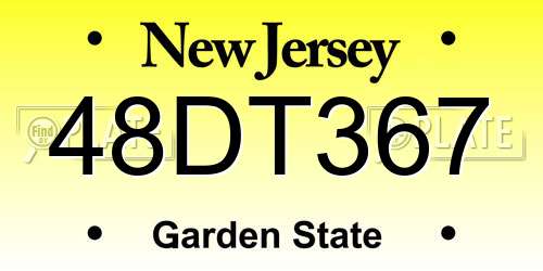 48DT367 New Jersey License Plate