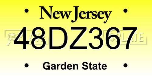 48DZ367 New Jersey License Plate