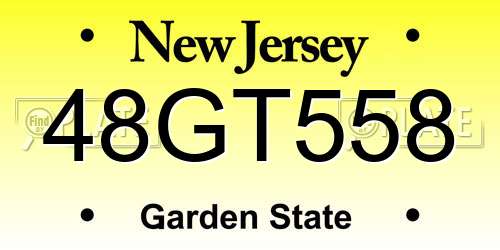 48GT558 New Jersey License Plate