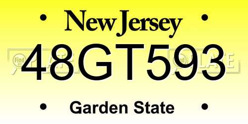 48GT593 New Jersey License Plate